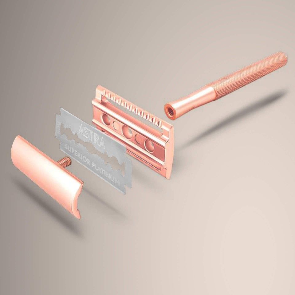 Epilateur et rasoir Bambaw avec rasoir de sûreté à double tranchant (rose gold)