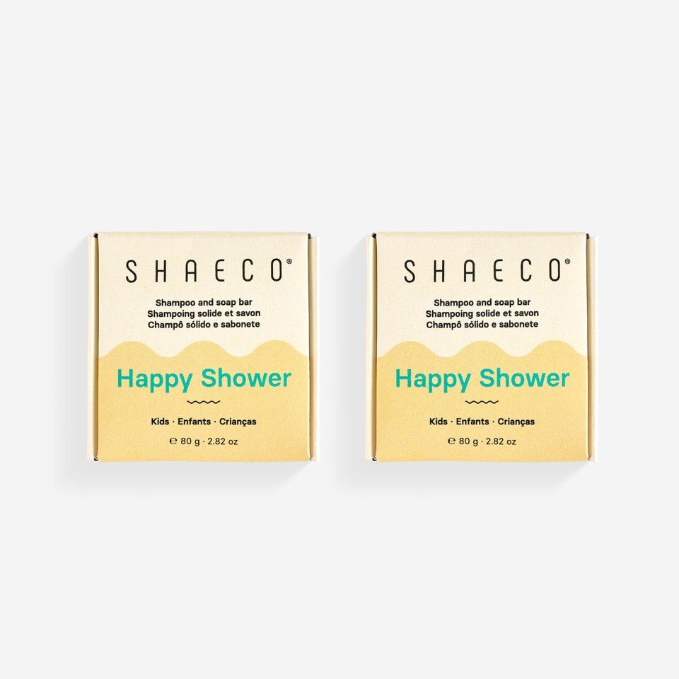 Pack 2x Happy Shower Shampoing Solide et Savon 2 en 1 pour Enfants