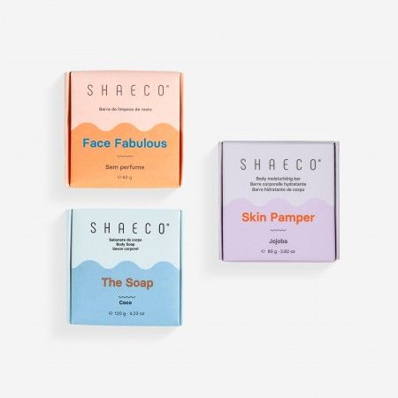 Pack Barra de Limpeza de Rosto Face Fabulous + Sabonete The Soap coco + Barra Hidratante Skin Pamper